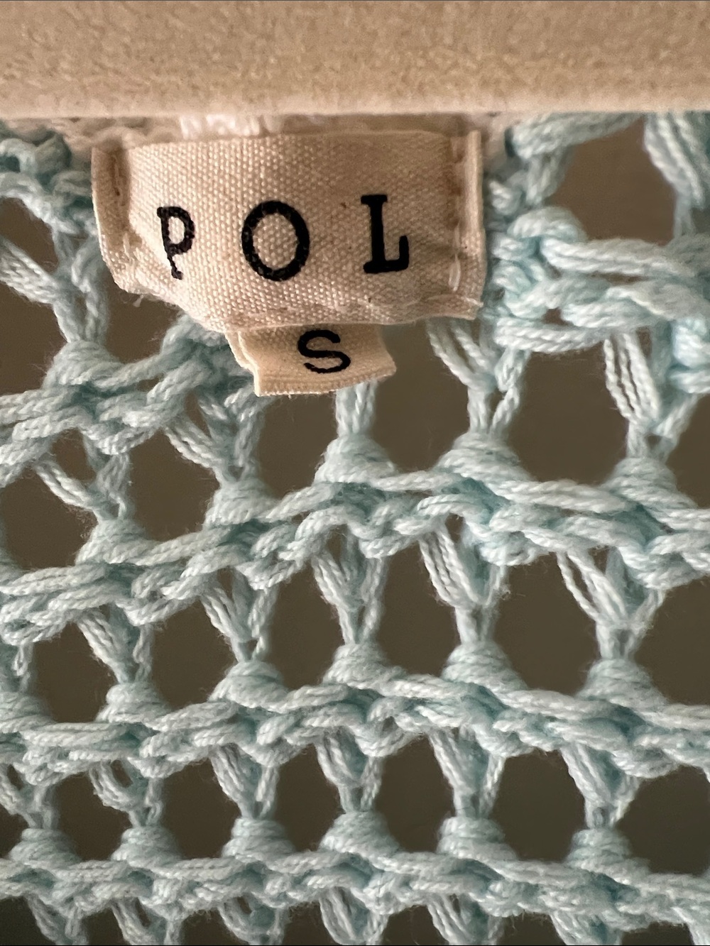 POL Light Blue Crochet Net Top - Picture 2 of 5